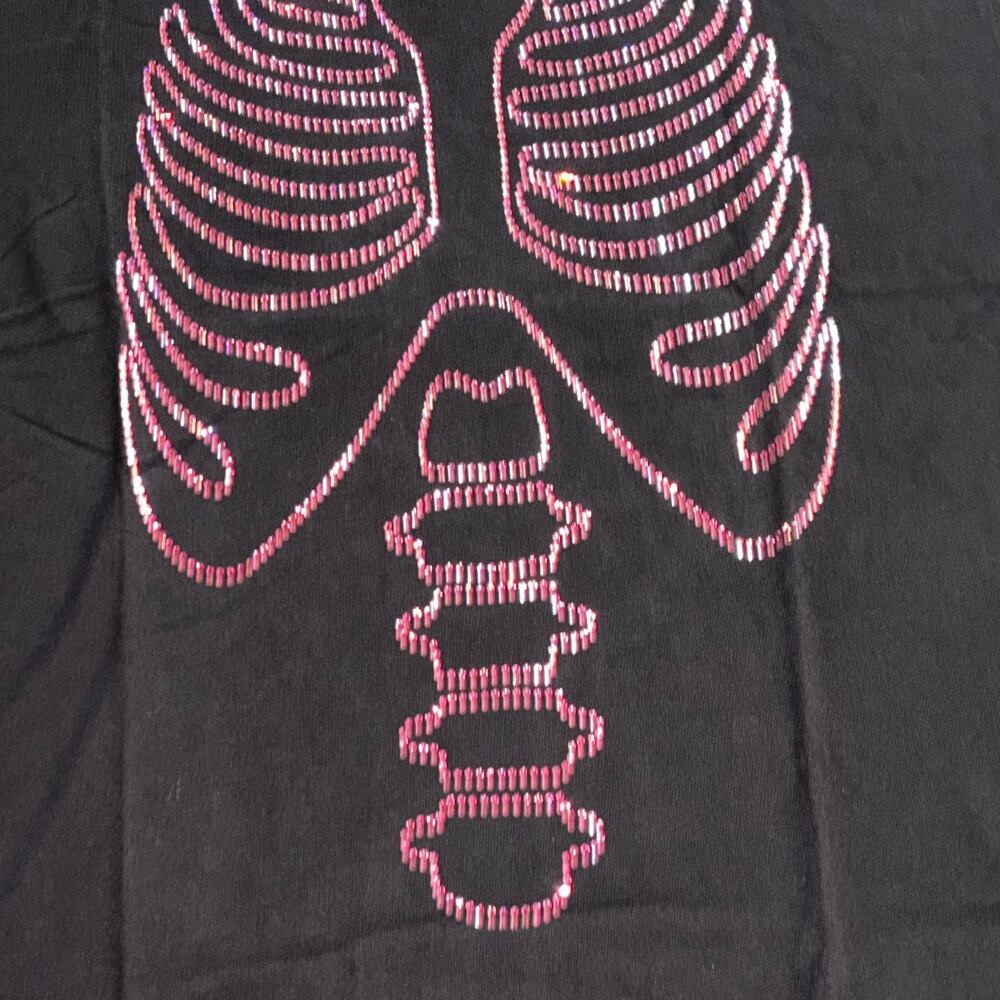 VS PINK Rhinestone Bling Halloween Skeleton Matching Campus Tee & Sweatpants Set - Picture 9 of 10